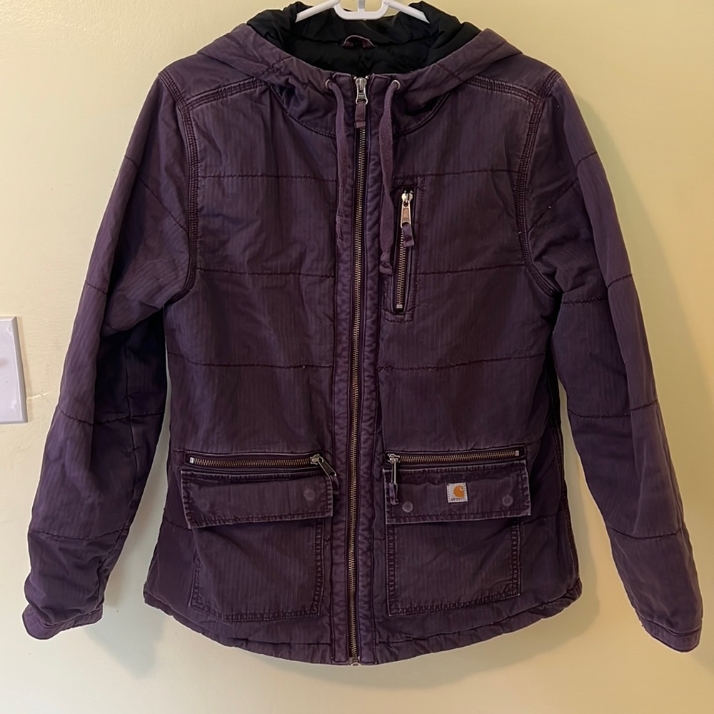 Carhartt hooded barn jacket, size small (4/6), all zippers and snaps work
